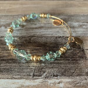 ALEX and ANI 2016 SWAROVSKI Crystal Bangle Energy Technology Bracelet Green Gold